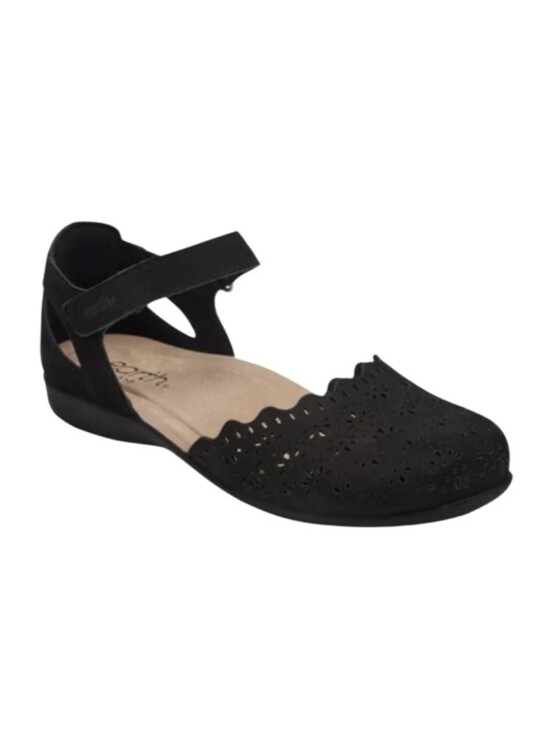 Earth Shoes - Earth Black Perforated Mary Jane Flat with Ankle Strap